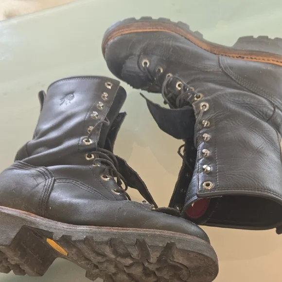 Chippewa Black Leather Lace-Up Work Boots - Picture 9 of 12